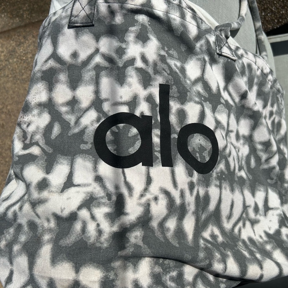 ALO Yoga Gray Tie Dye Large Canvas Tote Bag
